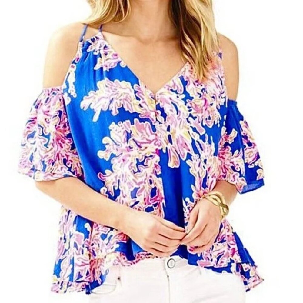 Lilly Pulitzer Bellamie Top | Brilliant Blue It’s Electric | Size M